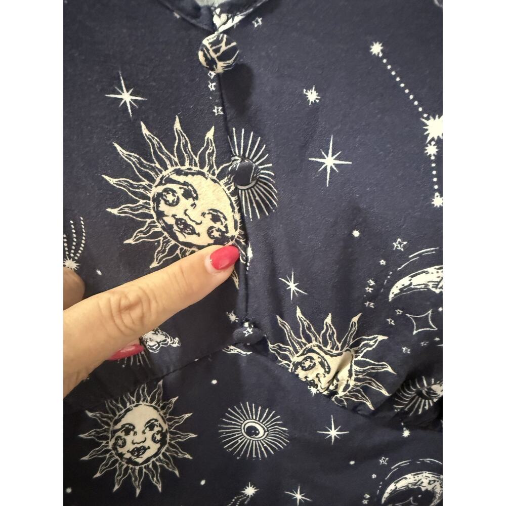 Bloomchic Celestial Tunic Blouse Size 18/20 Navy Boho Peasant Whimsigoth Witchy - Picture 3 of 8